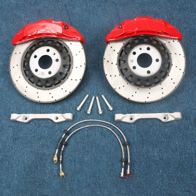Auto Red 6 Pot Brake Calipers 9N With 380x36mm Drilled Grooved Disc For Audi Brake Calipers